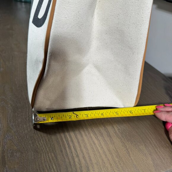 Weekend Vibes Canvas Tote Bag - Large Cream & Black Leather Handle Weekender - Picture 6 of 11